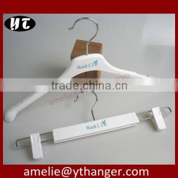 White clothing hanger 2 plastic hangers for tops and bottoms