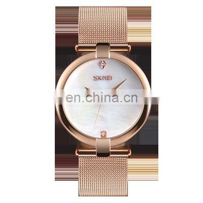 Latest watches design for ladies Skmei 9177 fashion female quartz wristwatch stainless steel back sr626sw