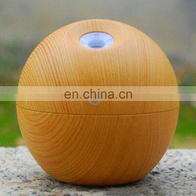 Wooden Car Air Humidifier 7 Color LED Light Mini Portable Round Shaped Aromatherapy Ultrasonic Essential Oil Diffuser