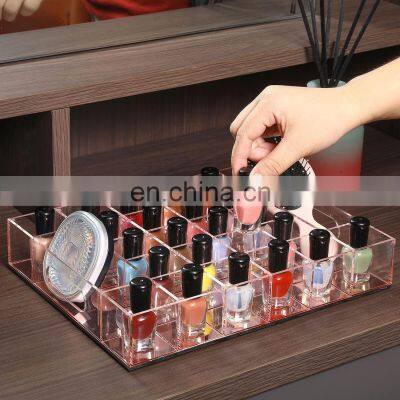Rose Gold Acrylic Nail Polish Organizer Modern Acrylic Tray With Grid for Nail Polish Bottle photo-3