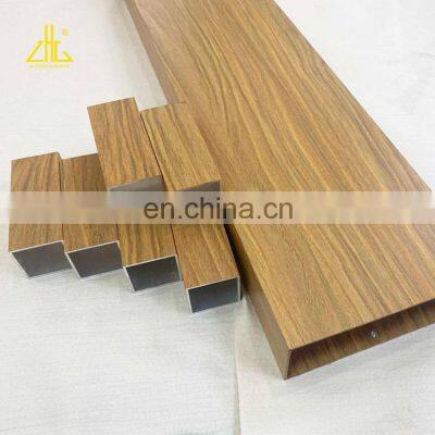 Outdoor use Wood Grain Rectangular Aluminium Hollow Section with 15 years warranty