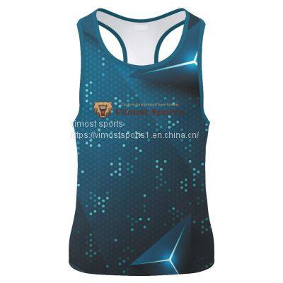 2022 Customized Sublimation Dark Blue Singlet Design for You