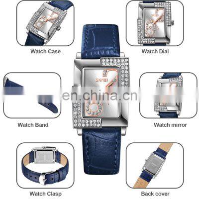 Skmei 9289 Women Wristwatches Leather Strap Diamond Dial Quartz Watce For Ladies Waterproof photo-4