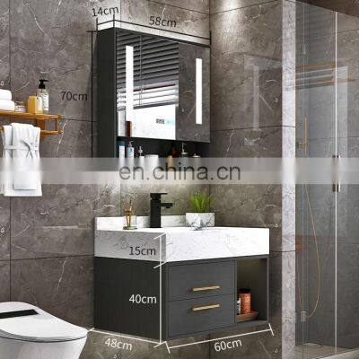 600 mm Modern Luxury Stone Bathroom Vanity Vanities Wood Cabinet Unit Combo Smart LED Mirror Cabinet Faucet 24 Inch photo-2