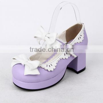 4.5 CM purple bow campus Lolita shoes for girls