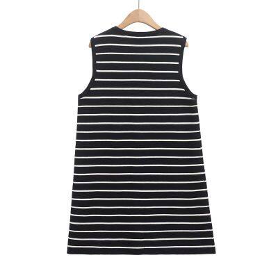 Nuevo vestido mini de punto sin mangas y cuello redondo con rayas para mujeres de primavera