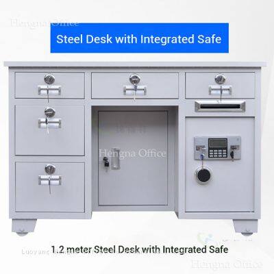Steel Desk With Integrated Safe | All-in-One Security | Small Business Office Furniture - OEM/ODM Factory