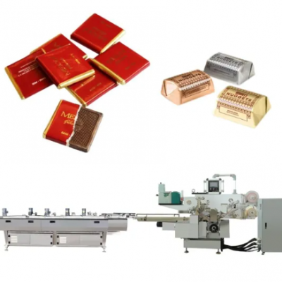 Single or Double Aluminum Packaging Paper Fold Packing Machine for Candy Chocolate Wafer Coated Food