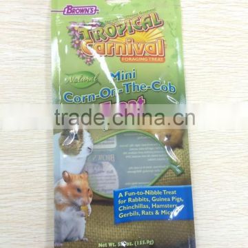 Plastic pet food bag with hanging header hole for hamster food/squirrel food