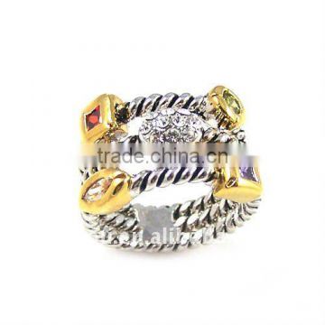 Due Tone Fashion twisted Cocktail Ring Gold Silver