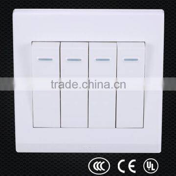 PC material white 4 gang power outlet, level switch, 4-way toggle switch
