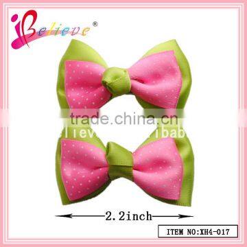 High quality ribbon make hair bow clip,polyester bow hair clip,satin ribbon bow headwear