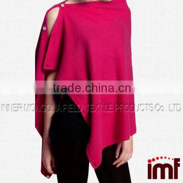 Boho Bolero Scarf Modern Cape Knit Women Poncho With Buttons Winter Wrap photo-4