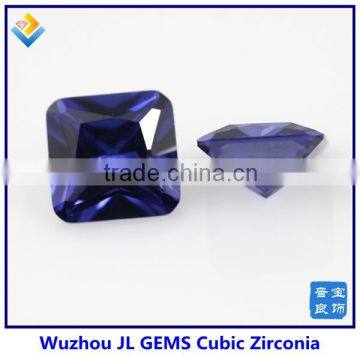 Synthetic Square Tanzanite Cubic Zirconia Gemstone With Machine Cut