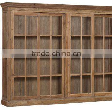 Reclaimed solid wood accent chest with drawers doors, living room accent storage cabinet