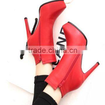 Hot hot !! Brand red stiletto heel rubber sheepskin boot