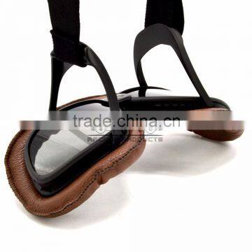 BJ-GT-008 Super Light Weight Brown Leather Tea Lens Motocross Goggles Custom photo-4