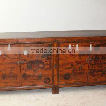 Chinese Antique Painting Four Door Cabinet