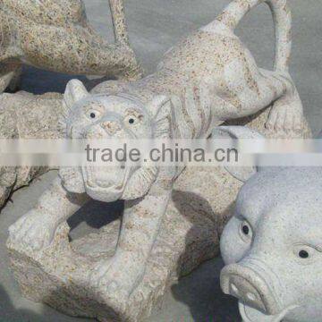 yellow stone tiger statue