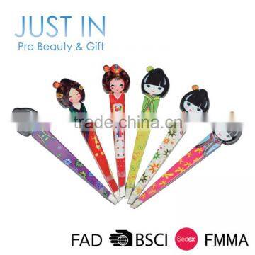 Cute Japanese Dolly Printed Good Stainless Steel Eyebrow Tweezers