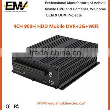 4 Channel 960H HDD Mobile MDVR with 3G WIFI GPS G-Sensor