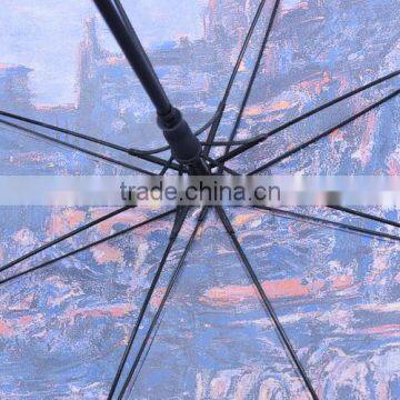 Automatic Hot Transfer Printing Canvas Oil Painting Umbrella and Windproof Golf Umbrella photo-4