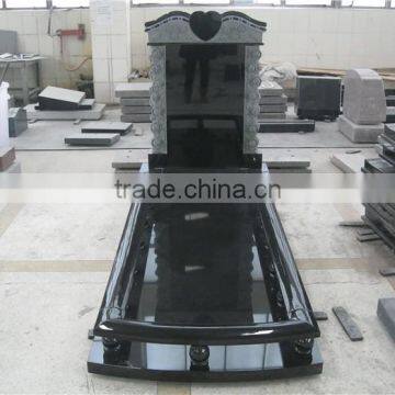 European style black granite rose carving headstone temple tombstone