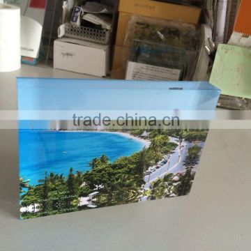 Wholesale clear desktop acrylic photo block/acrylic paper weight