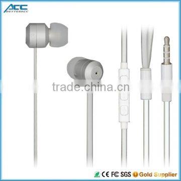 Flat Cord Wired Stereo Metal In-ear Earphones With Mic For Phone