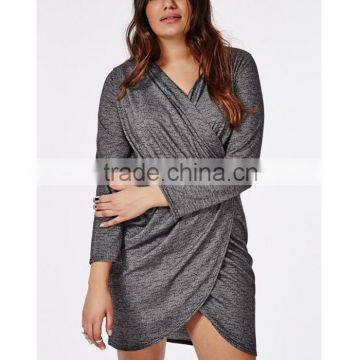 Best Selling Girls Wholesale Plus Size Jersey Wrap Dress Grey Marl photo-2
