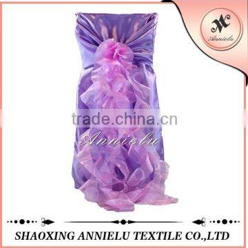 Wholesale purple satin chair cover and organza sashes