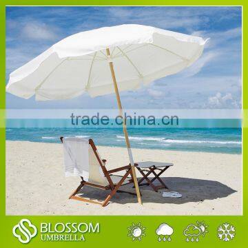 white windproof outdoor wooden beach umbrella