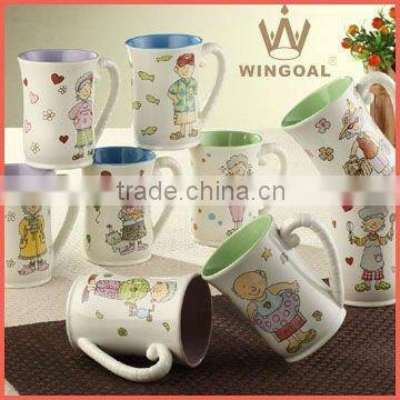 Ceramic colorful coffee mug with decal