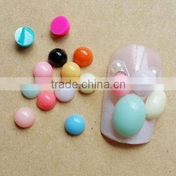 Wholesale Sweet Candy Color Nail Art Design Newest 4mm Flat Back Half Round Resin Ball Beads Pearl Nail Decoration Wheel