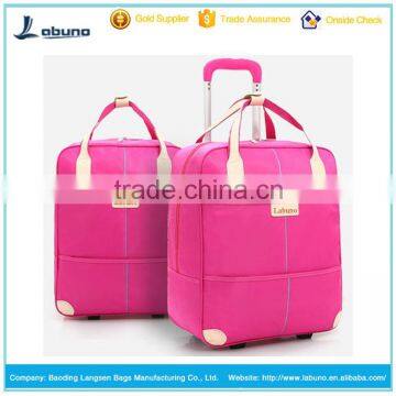 2016 wholesale polyester two wheels cheap trolley luggage bag