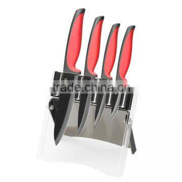 4pcs ceramic knives set with black blade acrylic knife holder