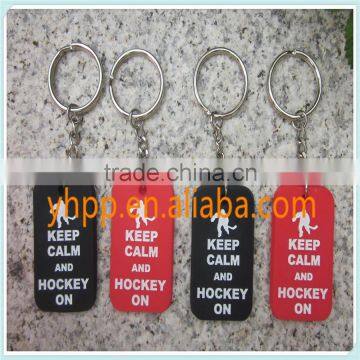 Custom Keep Calm and Hockey on Silicone Dog Tag Metal Keychain Ring                        
                                                Quality Choice