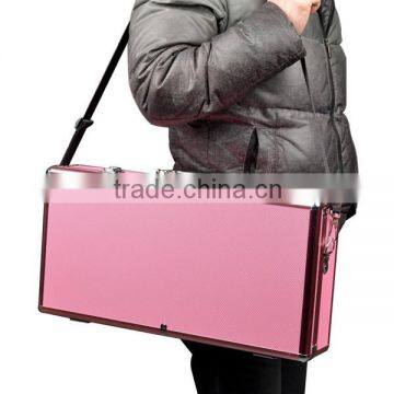 Pink Aluminum Mahjong Case with Trays, ZYD-MJ001