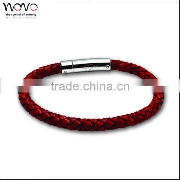 Factory direct wholesale Fashion stainless steel Real leather clasp magnetic bracelet