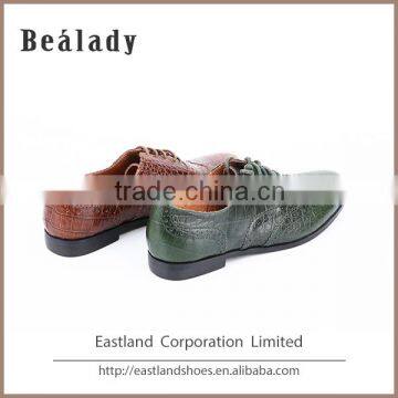 (E1133-3) Classic Design Crocodile Leather Comfortable Flat Casual Lace up Oxford Lady Leather Shoes With Punching Holes photo-2
