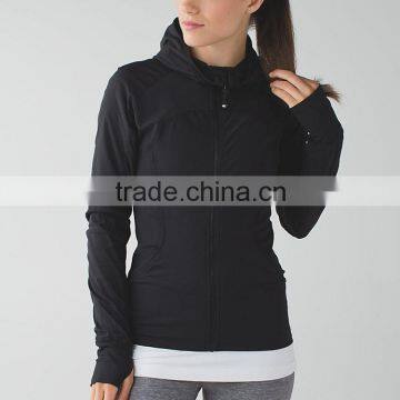 Chambray Blazer Women Autumn Jacket with hood made in china