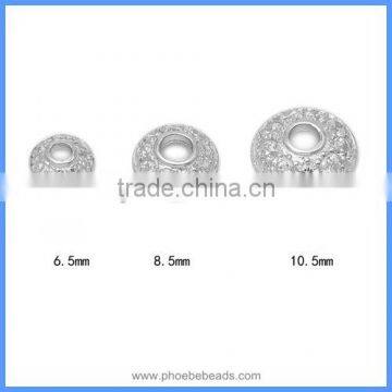 6mm 8mm 10mm Round CZ Zircon Micro Pave 925 Sterling Silver Bead Caps Spacers Torus Accessories DIY Jewelry Findings SBC-HT004