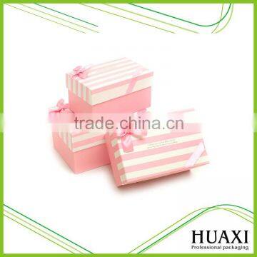 CUSTOM Wedding Use Pink Gift Paper Box with Ribbon Bowknot