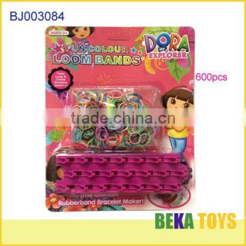 Funny dora diy rubber loom band kit make knitting loom bracelet set