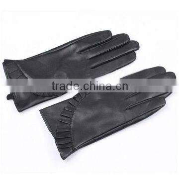 Lady fashion leather black elegant gloves