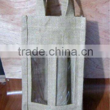 wine gift jute bag for two bottles