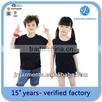 High quality Children's black round neck t shirt for boys and girls