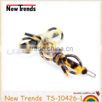 Newest tortoise resin bow tie hair clips accessories jewelry