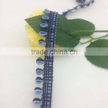 blue puffball braid trim fringe loop gimp edging polyester lace trimming