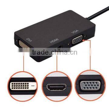 3 in1 Mini Display Port DP To VGA DVI Display Port Cable Adapter Converter for Macbook Pro Microsoft Surface Pro 2 3